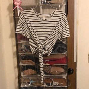 XXL crop top with long bow tie